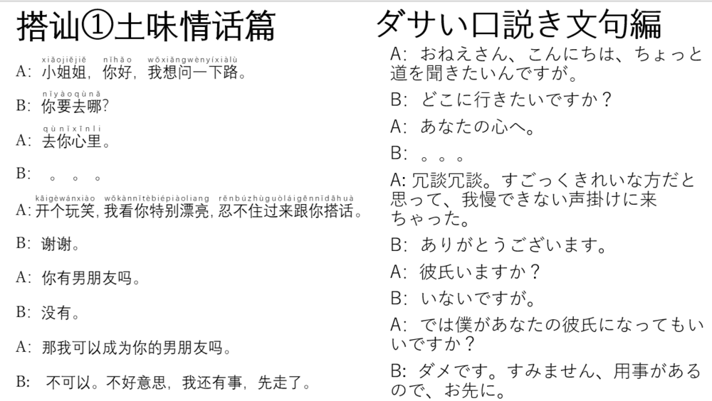ワイワイ中国語レッスン#01 ナンパ編