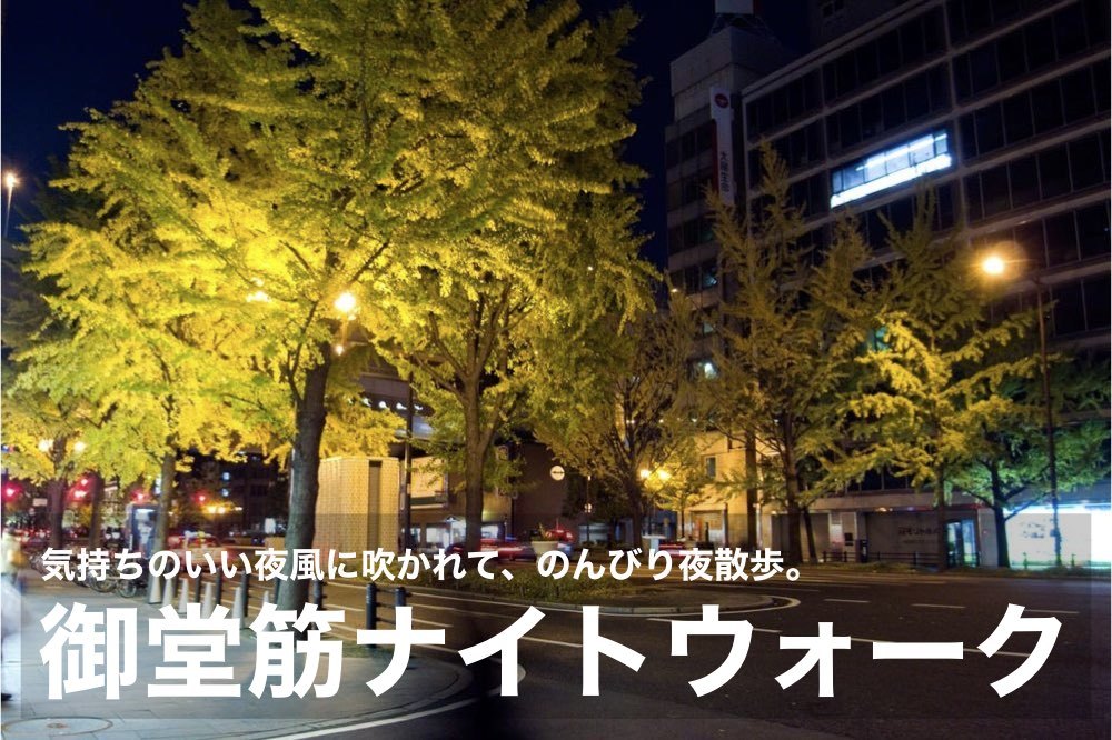 【御堂筋ナイトウォーク】気持ちのいい夜風に吹かれて、のんびり夜散歩。