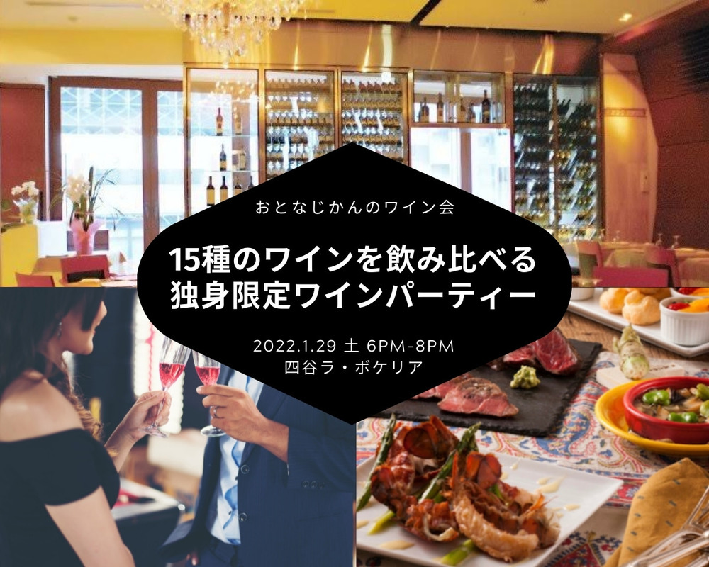 【独身の方】15種のワインを自由に飲み比べる独身限定ワインパーティー